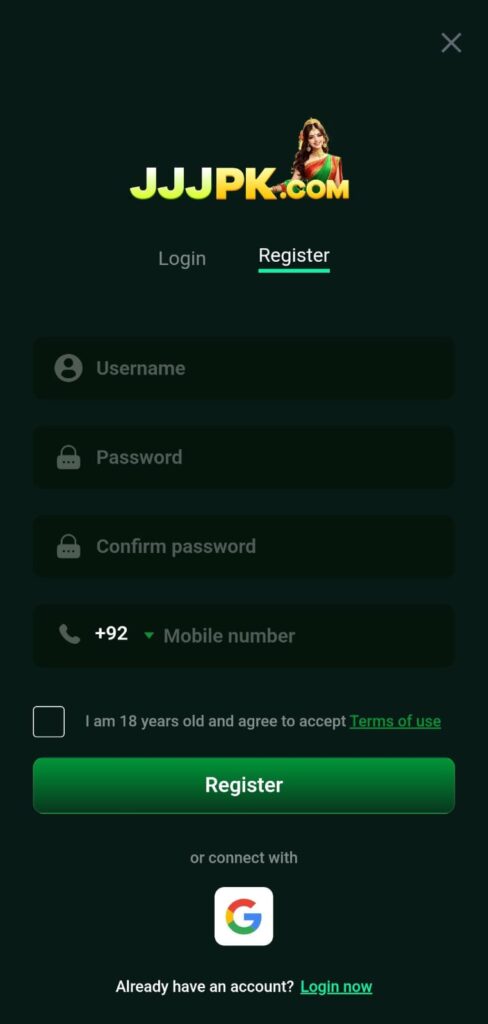JJJPK Game Easy and simple Registration process