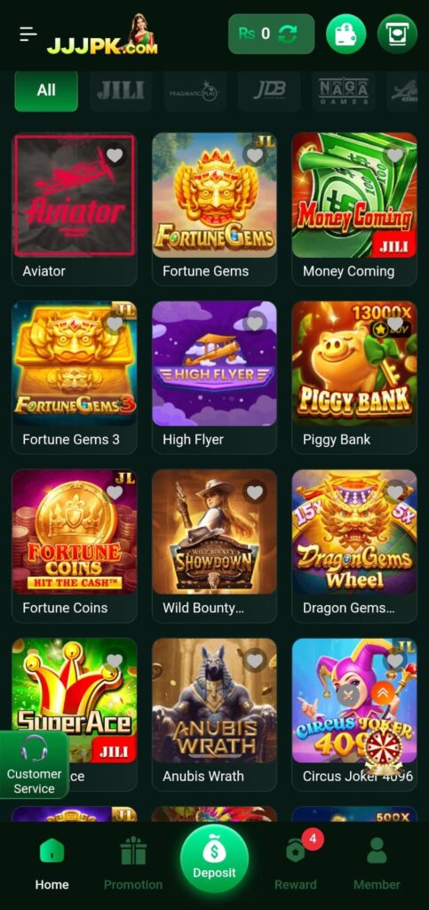 JJJPK Game game categories including slots, poker Teen Patti, etc.