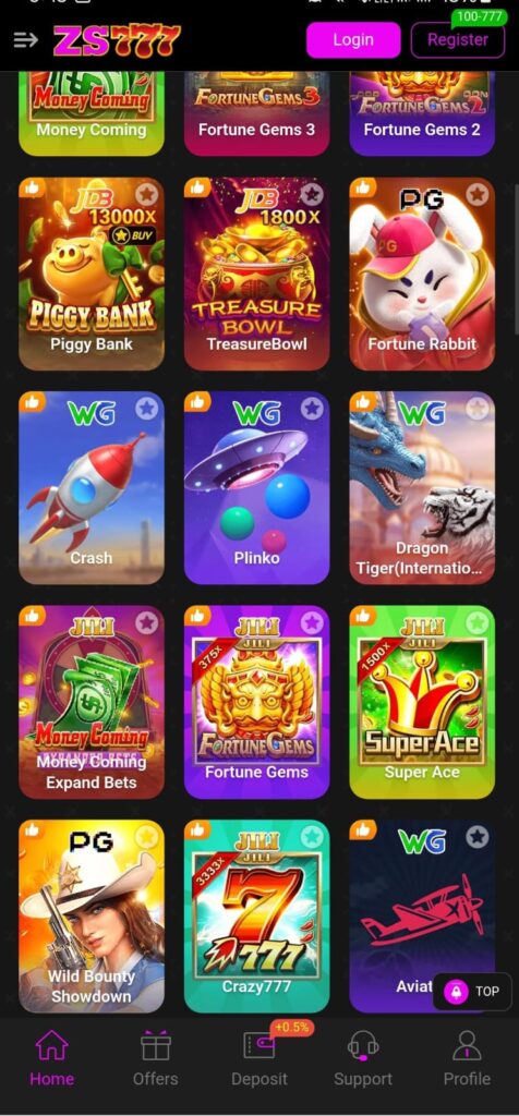 ZS777 game mobile app slot games,card games, Teen Patti and live casino games Pakistan