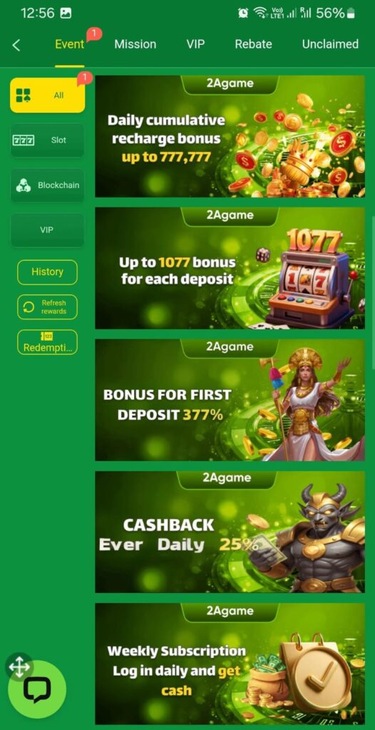 2A Game bonus and rewards for pakistani users